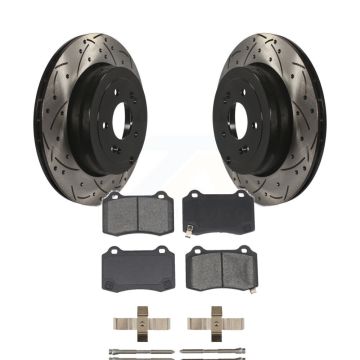 Rear Coated Drilled Slot Disc Brake Rotor Semi-Metallic Pad Kit For Hyundai Genesis Coupe KDS-100466
