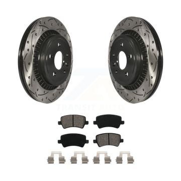 Rear Coated Drilled Slot Disc Brake Rotors Semi-Metallic Pad Kit For 2010-2017 Volvo XC60 KDS-100468