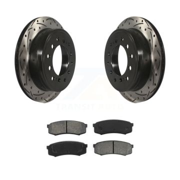 Rear Drill Slot Disc Brake Rotors Semi-Metallic Pad Kit For Toyota 4Runner Lexus GX460 FJ KDS-100469
