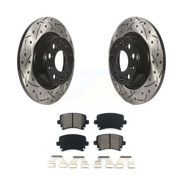 Rear Drill Slot Brake Rotors Semi-Metallic Pad Kit For Volkswagen Tiguan CC Jetta Audi Q3 KDS-100472