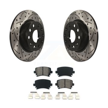 Rear Drill Slot Brake Rotors Semi-Metallic Pad Kit For Volkswagen GTI Eos Audi A3 Quattro KDS-100473