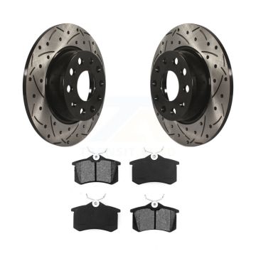 Rear Drilled Slot Brake Rotor & Semi-Metallic Pad Kit For 2010-2013 Audi A3 DIESEL engine KDS-100475
