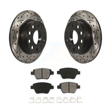 Rear Drilled Slot Brake Rotors Semi-Metallic Pad Kit For Volkswagen Jetta Eos Audi A3 GTI KDS-100476