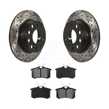 Rear Drilled Slot Brake Rotor Semi-Metallic Pad Kit For Volkswagen Jetta Beetle Golf Audi KDS-100478