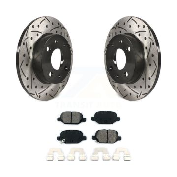 Rear Coated Drilled Slotted Disc Brake Rotors And Semi-Metallic Pads Kit For Fiat 500 KDS-100480