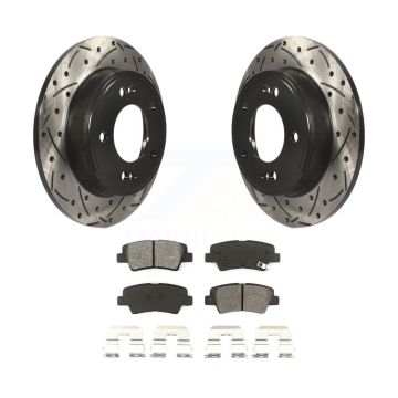 Rear Drilled Slot Brake Rotor Semi-Metallic Pad Kit For Hyundai Elantra Kia Forte GT Soul KDS-100483