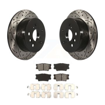 Rear Drilled Slot Brake Rotor & Semi-Metallic Pad Kit For Toyota Camry Lexus ES350 Avalon KDS-100485