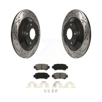 Rear Coated Drilled Slot Disc Brake Rotors Semi-Metallic Pad Kit For 2013-2015 Mazda CX-5 KDS-100486