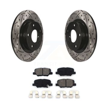 Rear Coated Drilled Slotted Disc Brake Rotors Semi-Metallic Pad Kit For 2014-2015 Mazda 6 KDS-100487