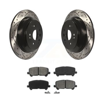Rear Coated Drilled Slot Disc Brake Rotor & Semi-Metallic Pad Kit For 2014-2016 Acura MDX KDS-100489