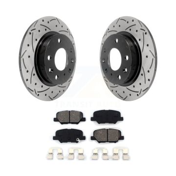 Rear Coated Drilled Slotted Disc Brake Rotors And Semi-Metallic Pad Kit For Mazda 3 Sport KDS-100493