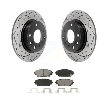 Rear Coated Drilled Slotted Disc Brake Rotors And Semi-Metallic Pad Kit For Mazda 3 Sport KDS-100494