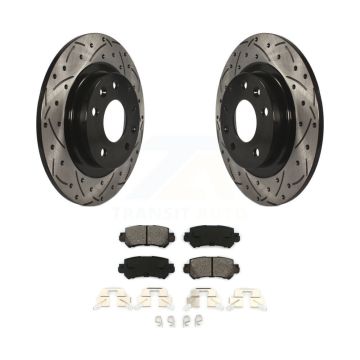 Rear Coated Drilled Slot Disc Brake Rotors Semi-Metallic Pad Kit For 2016-2018 Mazda CX-3 KDS-100495