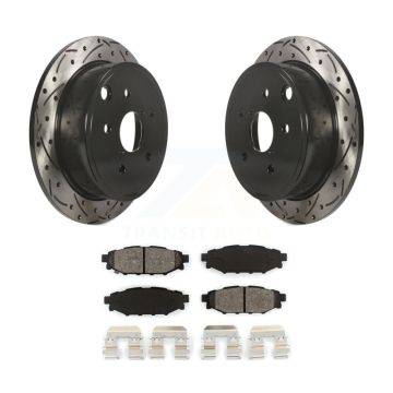 Rear Coated Drilled Slotted Disc Brake Rotors And Semi-Metallic Pads Kit For Subaru WRX KDS-100496