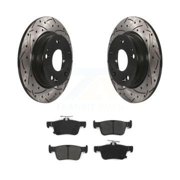 Rear Coated Drilled Slotted Disc Brake Rotors And Semi-Metallic Pads Kit For Honda Civic KDS-100497