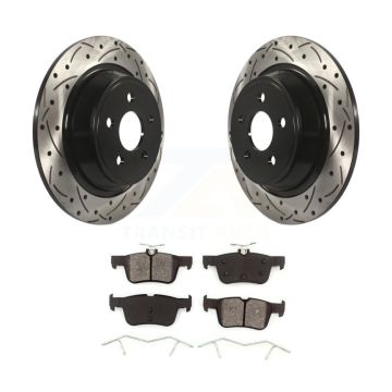 Rear Drilled Slot Brake Rotor Semi-Metallic Pad Kit For Ford Edge Fusion Lincoln Nautilus KDS-100498