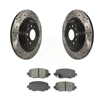 Rear Coated Drilled Slotted Disc Brake Rotors And Semi-Metallic Pad Kit For Jeep Cherokee KDS-100504