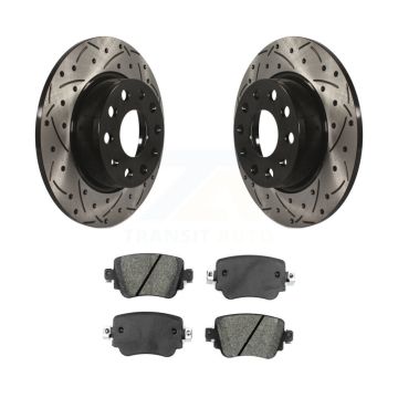 Rear Drilled Slot Brake Rotor Semi-Metallic Pad Kit For Volkswagen Golf SportWagen Passat KDS-100508