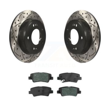 Rear Drill Slot Disc Brake Rotor Semi-Metallic Pad Kit For Hyundai Elantra Venue Kia Soul KDS-100509