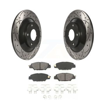 Rear Coated Drilled Slot Disc Brake Rotors Semi-Metallic Pad Kit For 2016-2024 Mazda CX-5 KDS-100511