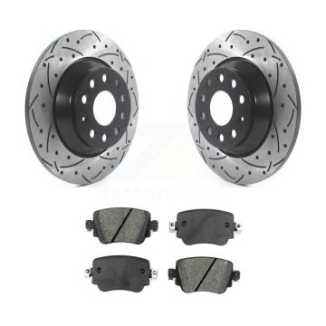 Rear Coat Drill Slot Disc Brake Rotor Semi-Metallic Pad Kit For 2016-2018 Audi Q3 Quattro KDS-100515