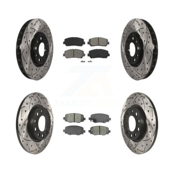 Front Rear Coated Drilled Slotted Disc Brake Rotor Semi-Metallic Pad Kit For Chrysler 200 KDS-100520