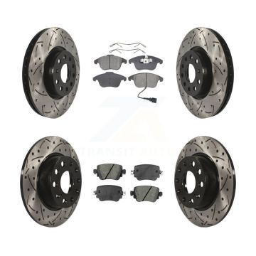Front Rear Coated Drill Slot Disc Brake Rotor Semi-Metallic Pad Kit For Volkswagen Passat KDS-100524
