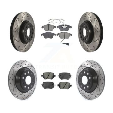 Front Rear Drilled Slot Brake Rotor & Semi-Metallic Pad Kit For 2016-2018 Audi Q3 Quattro KDS-100525