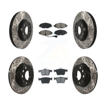 Front Rear Drilled Slot Brake Rotors Semi-Metallic Pad Kit For Volkswagen Taos Audi A3 TT KDS-100526