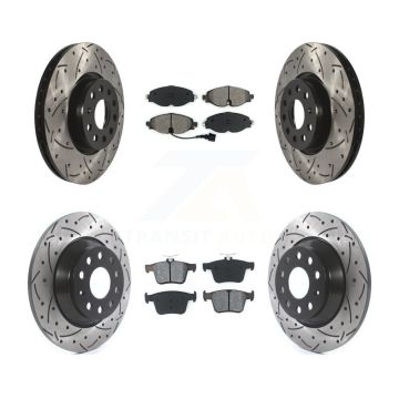 Front Rear Coated Drilled Slot Disc Brake Rotor Semi-Metallic Pad Kit For Audi TT Quattro KDS-100528