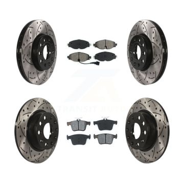 Front Rear Drill Slot Disc Brake Rotors Semi-Metallic Pad Kit For Volkswagen Taos Audi A3 KDS-100529