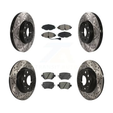 Front Rear Drilled Slot Brake Rotors Semi-Metallic Pad Kit For Volkswagen Golf SportWagen KDS-100530