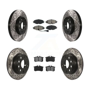 Front Rear Drilled Slot Brake Rotors Semi-Metallic Pad Kit For Volkswagen Golf SportWagen KDS-100532