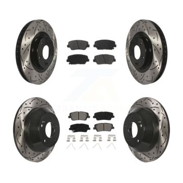 Front Rear Drill Slot Brake Rotors Semi-Metallic Pad Kit For Kia Sorento Hyundai Santa Fe KDS-100536
