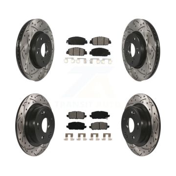 Front Rear Drilled Slot Disc Brake Rotor & Semi-Metallic Pad Kit For 2016-2022 Honda HR-V KDS-100539