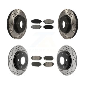 Front Rear Drill Slot Disc Brake Rotor Semi-Metallic Pad Kit For 2019-2022 Mazda CX-3 AWD KDS-100540