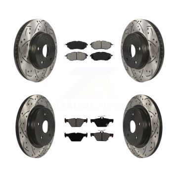 Front Rear Drill Slot Disc Brake Rotors Semi-Metallic Pad Kit For 2015 Subaru Legacy 2.5L KDS-100542