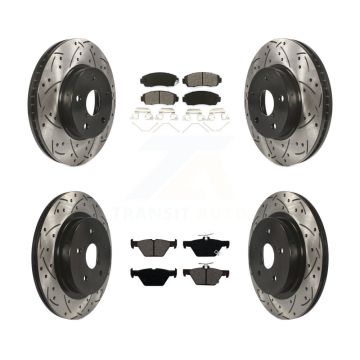 Front Rear Drill Slot Brake Rotors Semi-Metallic Pad Kit For 2016-2019 Subaru Legacy 2.5L KDS-100543