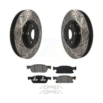 Front Coated Drilled Slotted Disc Brake Rotors And Semi-Metallic Pads Kit For Ford Edge KDS-100545