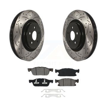 Front Drilled Slot Brake Rotor & Semi-Metallic Pad Kit For Ford Edge Lincoln Nautilus MKX KDS-100546