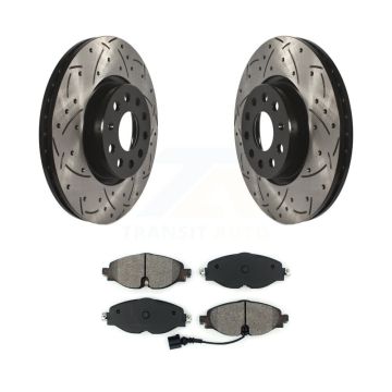 Front Drilled Slot Brake Rotor Semi-Metallic Pad Kit For Volkswagen Golf Taos Audi GTI A3 KDS-100548