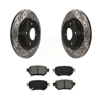 Rear Coated Drilled Slotted Disc Brake Rotors Semi-Metallic Pad Kit For 2016-2021 Mazda 6 KDS-100551