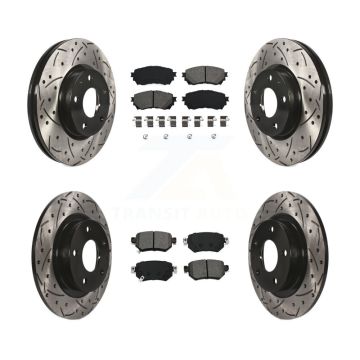 Front Rear Coated Drill Slot Disc Brake Rotor Semi-Metallic Pad Kit For 2016-2018 Mazda 6 KDS-100552