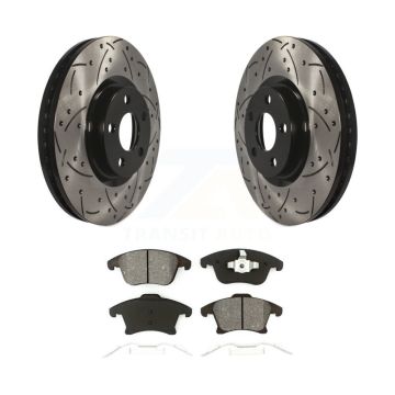 Front Drilled Slot Brake Rotor Semi-Metallic Pad Kit For Ford Police Responder Hybrid SSV KDS-100562