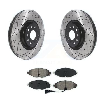 Front Drill Slot Disc Brake Rotor Semi-Metallic Pad Kit For Volkswagen Golf Jetta Audi A3 KDS-100565