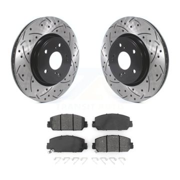 Front Coated Drilled Slotted Disc Brake Rotor & Semi-Metallic Pad Kit For Honda CR-V HR-V KDS-100571