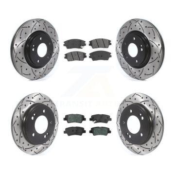 Front Rear Drilled Slot Brake Rotors Semi-Metallic Pad Kit For 17-20 Hyundai Elantra 1.6L KDS-100581