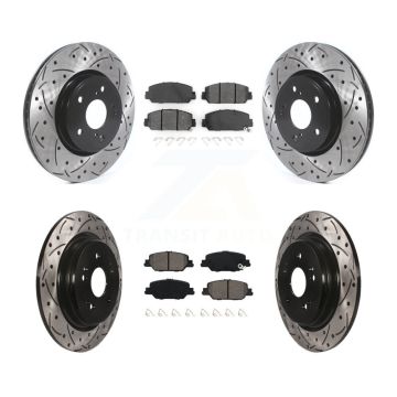 Front Rear Coated Drilled Slotted Disc Brake Rotor & Semi-Metallic Pad Kit For Honda CR-V KDS-100585