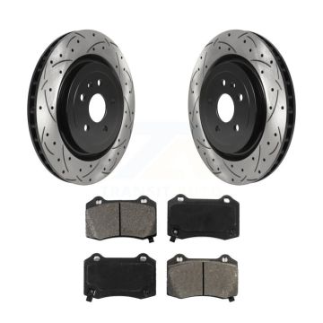 Rear Drill Slot Disc Brake Rotors Semi-Metallic Pad Kit For Chevrolet Camaro Cadillac CTS KDS-100586