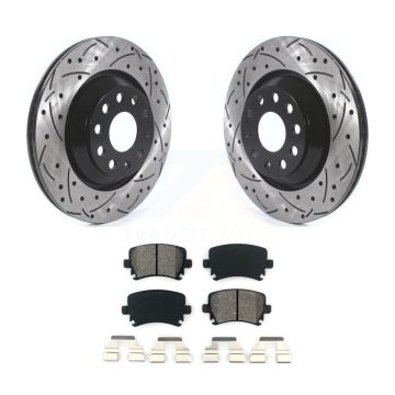 Rear Drill Slot Brake Rotor Semi-Metallic Pad Kit For Volkswagen GTI Passat CC Golf R R32 KDS-100588